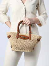 Sac Port paule Daphney 20 Raphia Et Cuir Lauren ralph lauren Beige daphney 31891054-vue-porte