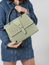 Handtas L Ethnique Leder Etrier Groen ethnique EETH001L-vue-porte