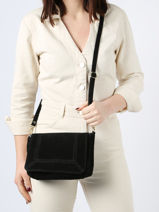 Sac Bandoulire Velvet Cuir Milano Orange velvet VE22111-vue-porte