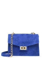 Sac Bandouliere Velvet Cuir Milano Bleu velvet VE21121