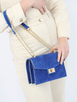 Sac Bandouliere Velvet Cuir Milano Bleu velvet VE21121-vue-porte
