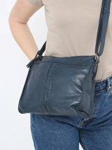 Sac Bandoulire Cow Cuir Basilic pepper Bleu cow BCOW38-vue-porte