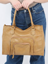 Sac Port paule A4 Pop Cuir Basilic pepper Marron pop BPOC31-vue-porte