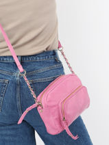 Cross Body Tas Pop Leder Basilic pepper Roze pop - 00BPOC45-vue-porte