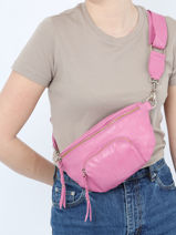 Sac Banane Pop Cuir Basilic pepper Rose pop BPOC54-vue-porte