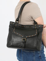 Sac Port paule Stone Cuir Basilic pepper Noir stone BSTN01-vue-porte