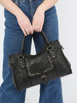 Sac Port Main Stone Cuir Basilic pepper Noir stone BSTN22-vue-porte