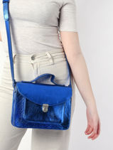 Cross Body Tas Mlle George Ultraviolet Leder Paul marius Blauw ultraviolet UV-vue-porte