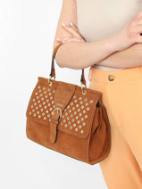 Sac Port Main L Ethnique Cuir Etrier Marron ethnique EETH001L-vue-porte