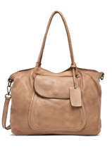 Sac Porte Epaule A4 Dewashed Cuir Milano Beige dewashed DE20073