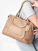 Sac Porte Epaule A4 Dewashed Cuir Milano Beige dewashed DE20073-vue-porte