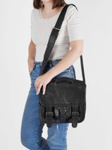 Cross Body Tas Cartable Leder Paul marius Zwart vintage S-vue-porte