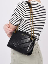 Sac Bandoulire Mini Simone Cuir Nat et nin Noir vintage MINISIMO-vue-porte