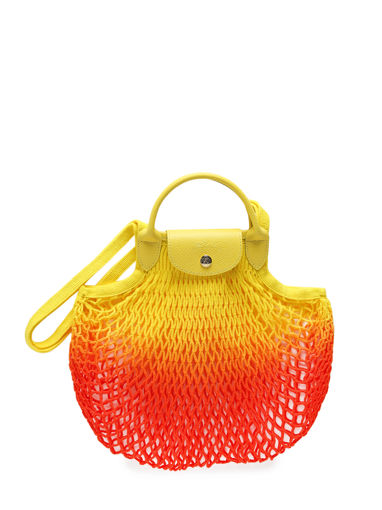 Longchamp `le Pliage Filet Tie And Dye` Net Top Handle Bag in Yellow