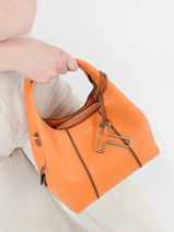 Sac Bandoulire Juliette Bicolore Cuir Le tanneur Orange juliette TJET1003-vue-porte