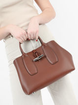 Longchamp Roseau box Sac port main Marron-vue-porte