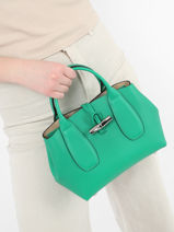 Longchamp Roseau box Sac port main Vert-vue-porte