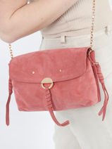 Sac Bandoulire M Othilia Cuir Sude Vanessa bruno Rose othilia 55V40815-vue-porte