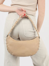 Sac Port paule Obbo Cuir Basilic pepper Beige obbo BOBB02-vue-porte