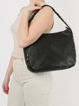 Sac Port paule Obbo Cuir Basilic pepper Noir obbo BOBB01-vue-porte