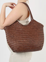 Sac Port paule Goa Cuir Basilic pepper Marron goa BGOA01-vue-porte