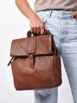 Sac  Dos Basilic pepper Marron cow BCOW50-vue-porte