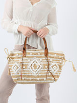 Sac Port paule Raphia Raye Gerard darel Blanc raphia raye X452-vue-porte
