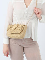 Cross Body Tas Raphia Stro Gerard darel Beige raphia E454-vue-porte