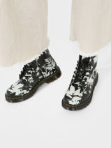 Boots 1460 Pascal Black + White En Cuir Dr martens Noir women 30862009-vue-porte