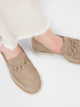 Mocassins Salka Velcalf Uit Leder Mephisto Beige women THU01-vue-porte