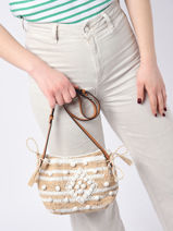 Sac Bandoulire Raphia Raye Raphia Raye Gerard darel Blanc raphia raye X452-vue-porte