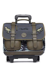 Cartable  Roulettes Enfant 2 Compartiments Cameleon Gris vintage urban CR38