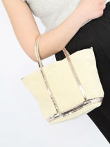 Handtas Cabas Linnen En Pailletten Vanessa bruno Beige cabas lin 31V40435-vue-porte