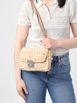 Sac Bandoulire Champetre Le voyage en panier Beige champetre PM653-vue-porte