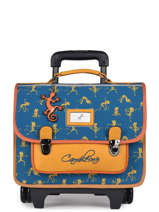 Cartable  Roulettes 2 Compartiments Cameleon Bleu retro PBRECR35