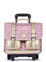 Cartable  Roulettes Fille 2 Compartiments Cameleon Rose vintage fantasy PBVGCR38