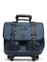 Cartable  Roulettes 2 Compartiments Cameleon Bleu vintage color CR38