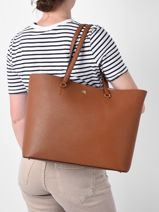 Sac Cabas Karly Cuir Lauren ralph lauren Marron karly 31911655-vue-porte