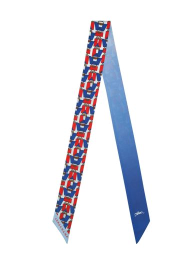 Longchamp Soie unie Etole Bleu