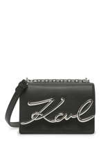 Cross Body Tas K Signature Leder Karl lagerfeld Zwart k signature 235W3062