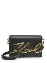 Schoudertas K Signature Leder Karl lagerfeld Zwart k signature 235W3061