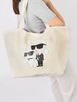 Sac Port paule K Ikonic 2.0 Coton Karl lagerfeld Blanc k ikonic 2.0 235W3987-vue-porte