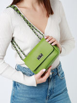 Sac Bandouliere Caviar Cuir Milano Vert caviar CA21122-vue-porte