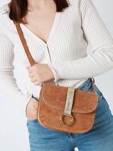 Sac Bandoulire Velvet Cuir Milano Marron velvet VE23062-vue-porte