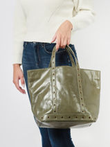 Sac Cabas M En Cuir Craquel Vanessa bruno Beige cabas cuir 82V40413-vue-porte