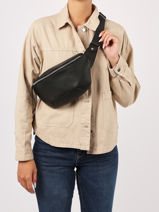 Sac Banane Labanane Cuir Paul marius Noir vintage BANANE-vue-porte
