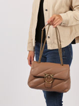 Sac Bandoulire Love Bag Puff Cuir Pinko Marron love bag puff A0F2-vue-porte