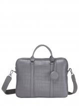 Longchamp Croco block Aktetas Grijs