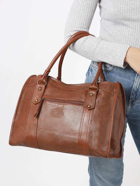 Schoudertas Cow A4 Leder Basilic pepper Bruin cow BCOW31 ander zicht 1