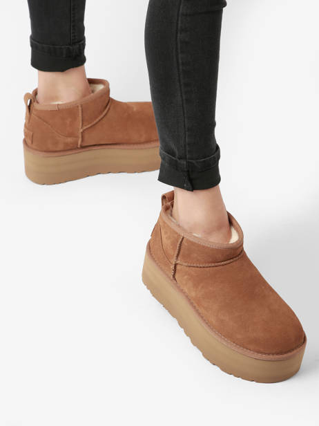 Boots Classic Ultra Mini Platform Uit Leder Ugg Bruin women 1135092 ander zicht 2